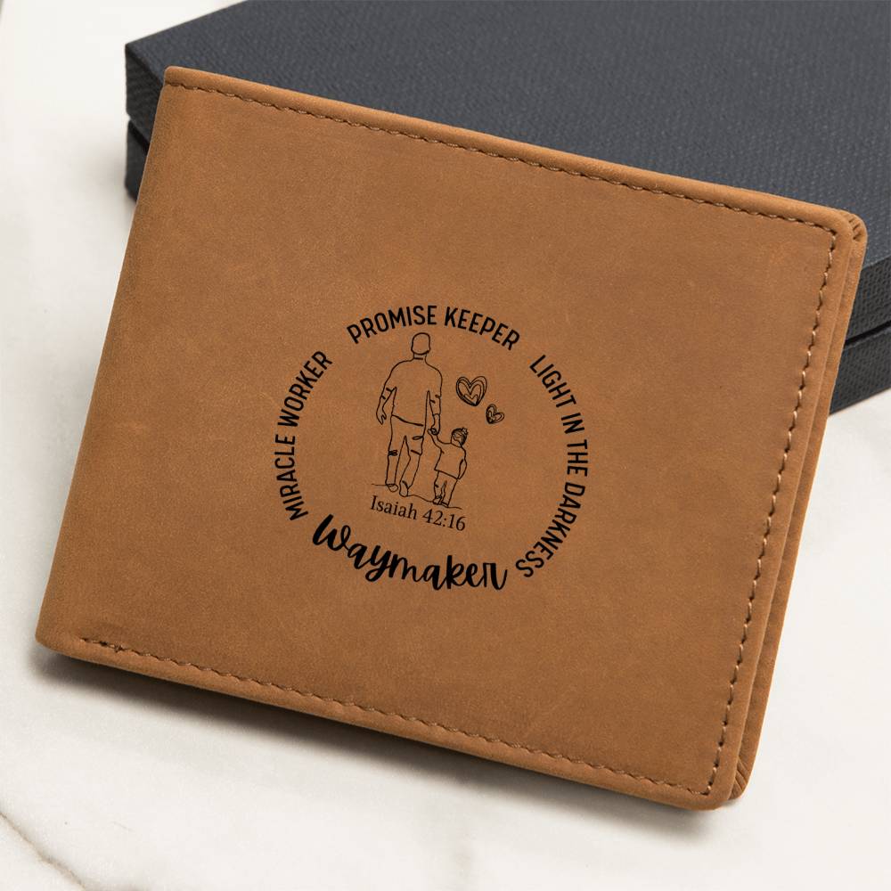 Waymaker Isaiah 42:16 Leather Wallet - Present Dad Christmas - Religious Leather Wallet