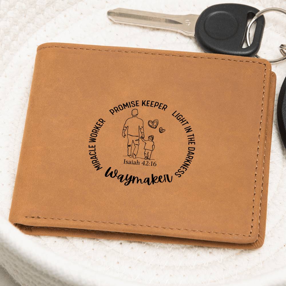 Waymaker Isaiah 42:16 Leather Wallet - Present Dad Christmas - Religious Leather Wallet