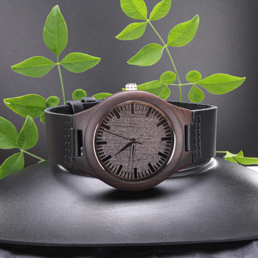 Engraved Wooden Watch - Wordle Gift - Anniversary Gift for Him