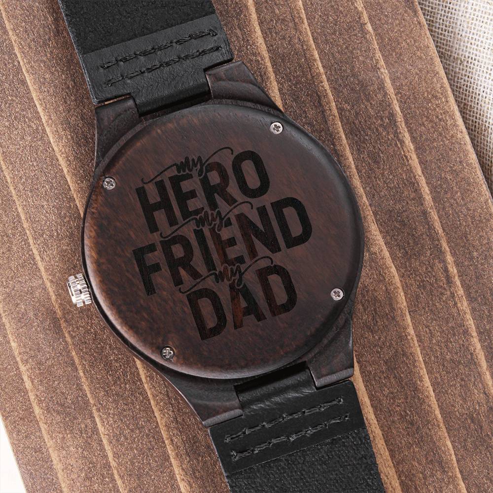 To My Dad - Engraved Mens Wood Watch  - Engraved Watch for Dad - Meaningful Father's Day Gift for Dad