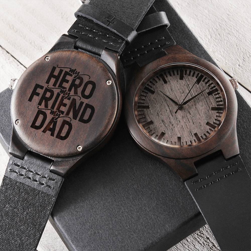 To My Dad - Engraved Mens Wood Watch  - Engraved Watch for Dad - Meaningful Father's Day Gift for Dad