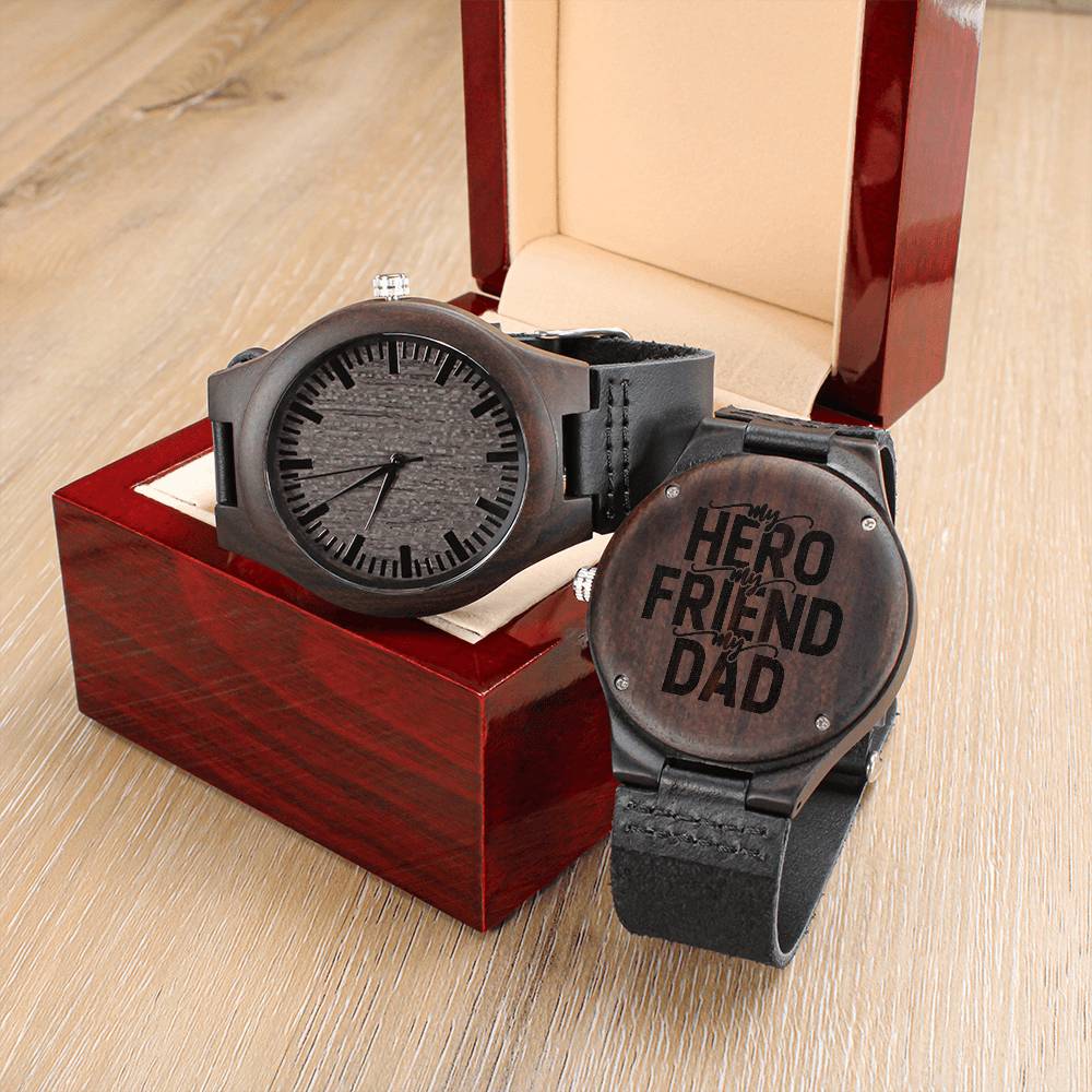 To My Dad - Engraved Mens Wood Watch  - Engraved Watch for Dad - Meaningful Father's Day Gift for Dad